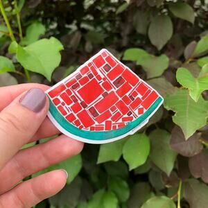 Watercolor Watermelon Sticker: Geometric Vinyl Decal (2.2 x 3 in)